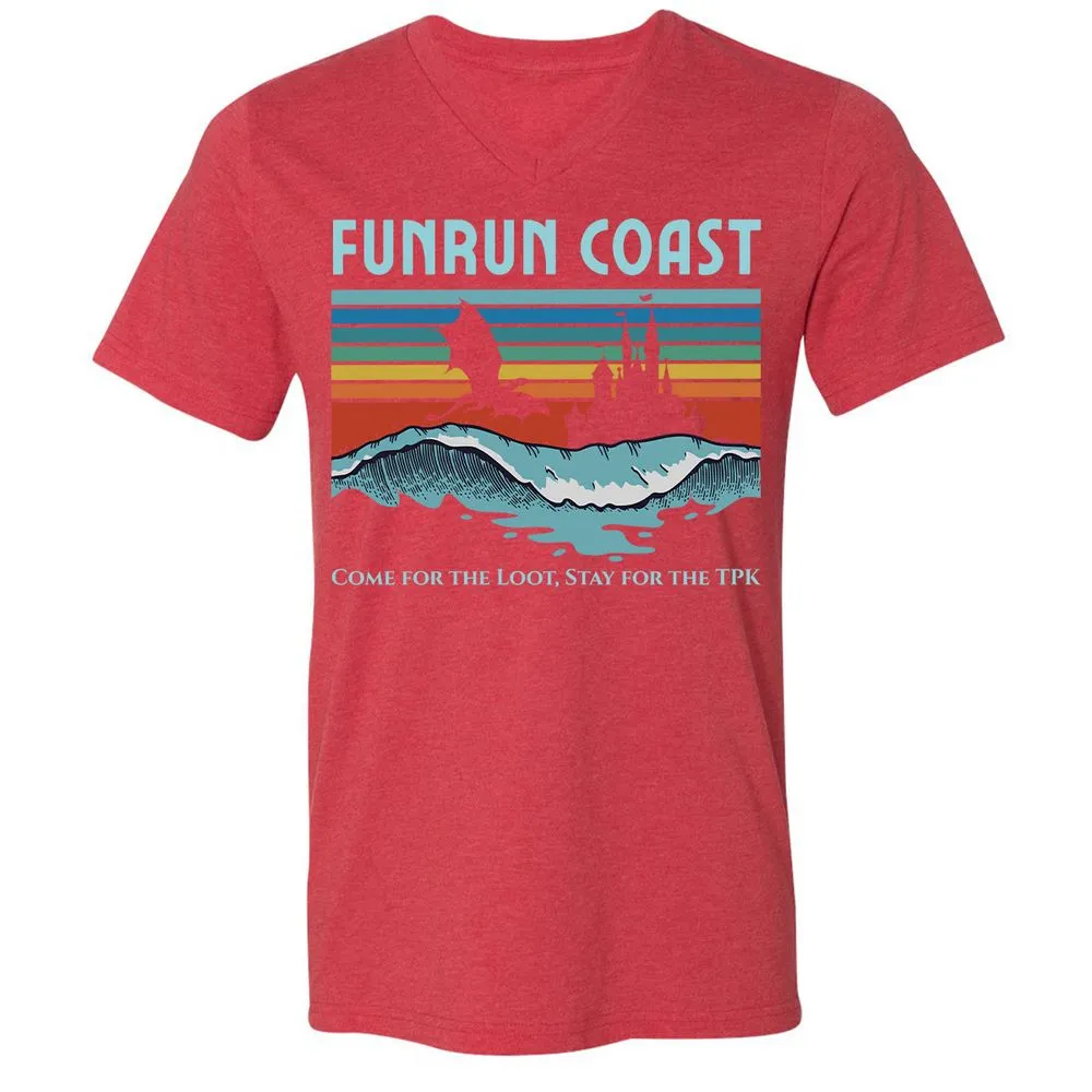 FUNRUN COAST Unisex V-Neck T-Shirt - Heather Red - 16