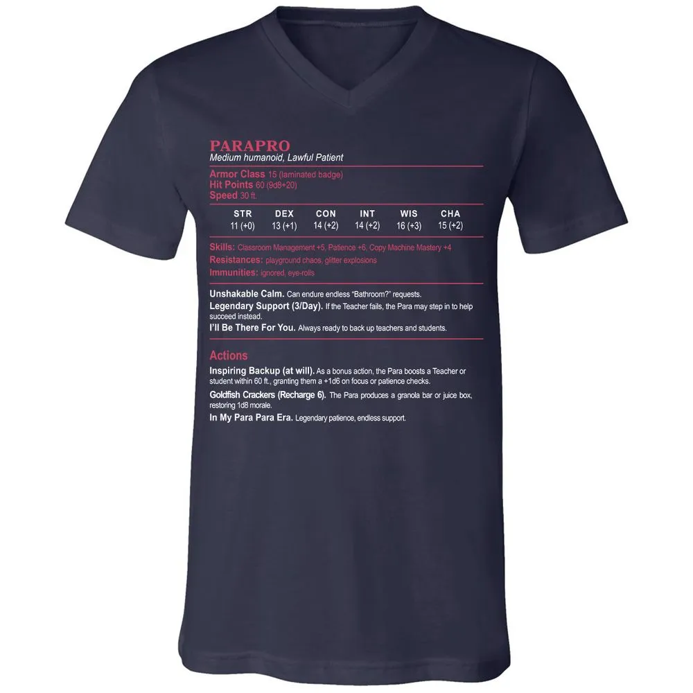 para Unisex V-Neck T-Shirt - Navy - 2