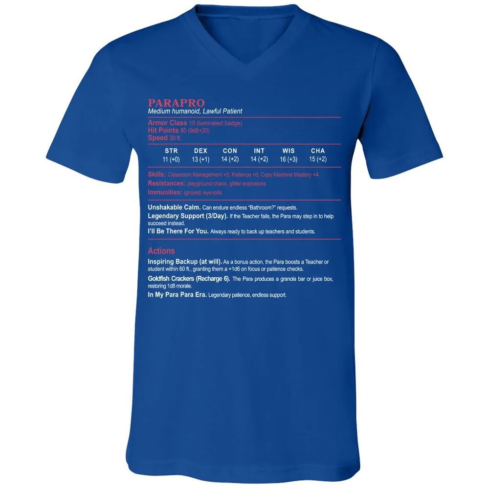 para Unisex V-Neck T-Shirt - True Royal - 4