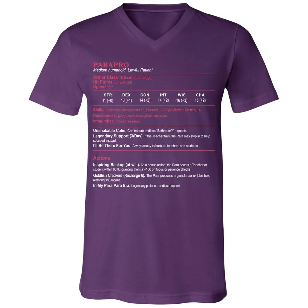para Unisex V-Neck T-Shirt - Team Purple - 9
