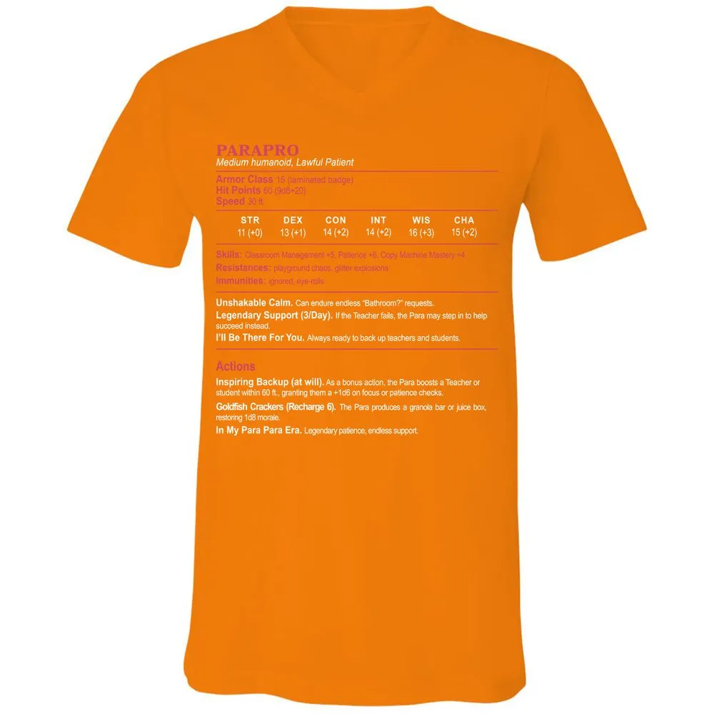 para Unisex V-Neck T-Shirt - Orange - 11