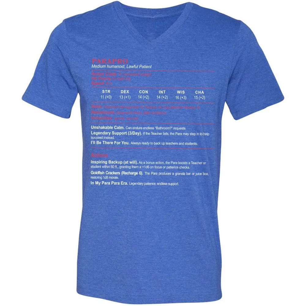 para Unisex V-Neck T-Shirt - Heather True Royal - 14