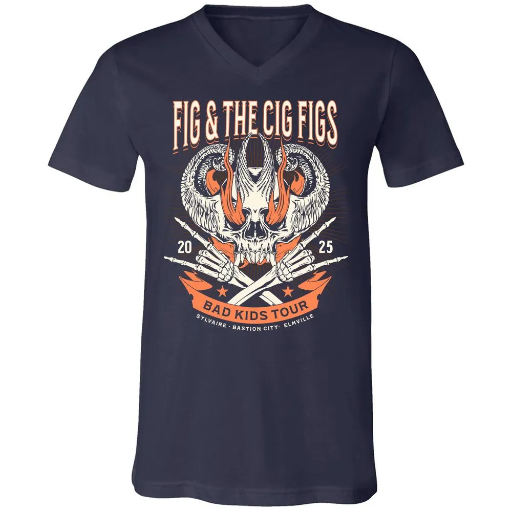 Fig and the Cig Figs, Dimension 20 Unisex V-Neck T-Shirt - Navy - 2