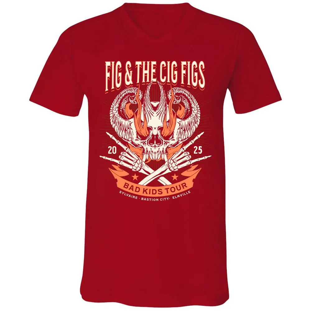 Fig and the Cig Figs, Dimension 20 Unisex V-Neck T-Shirt - Red - 3
