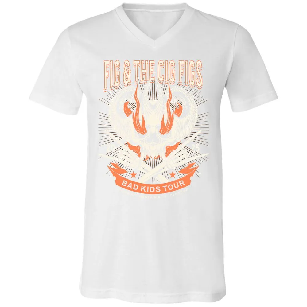 Fig and the Cig Figs, Dimension 20 Unisex V-Neck T-Shirt - White - 5