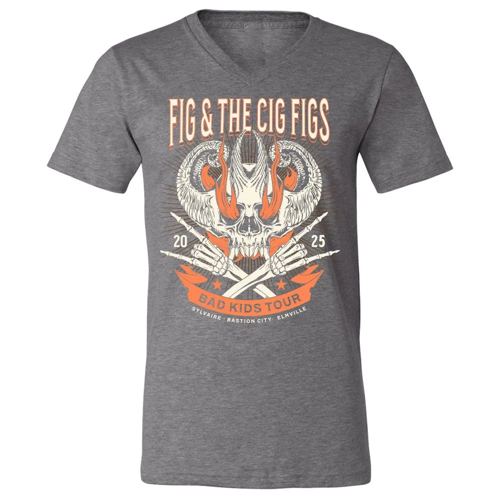 Fig and the Cig Figs, Dimension 20 Unisex V-Neck T-Shirt - Deep Heather - 13