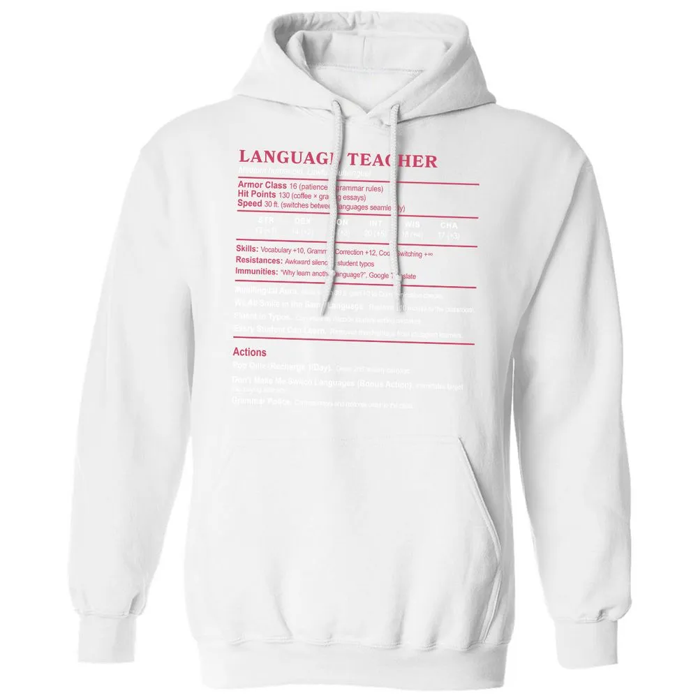 Language Teacher Classic Unisex Hoodie - White - 11