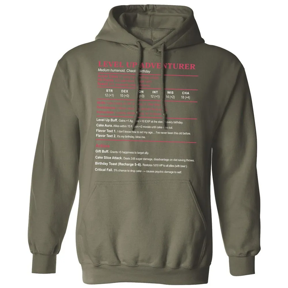 Level Up Adventurer Classic Unisex Hoodie - Military Green - 4