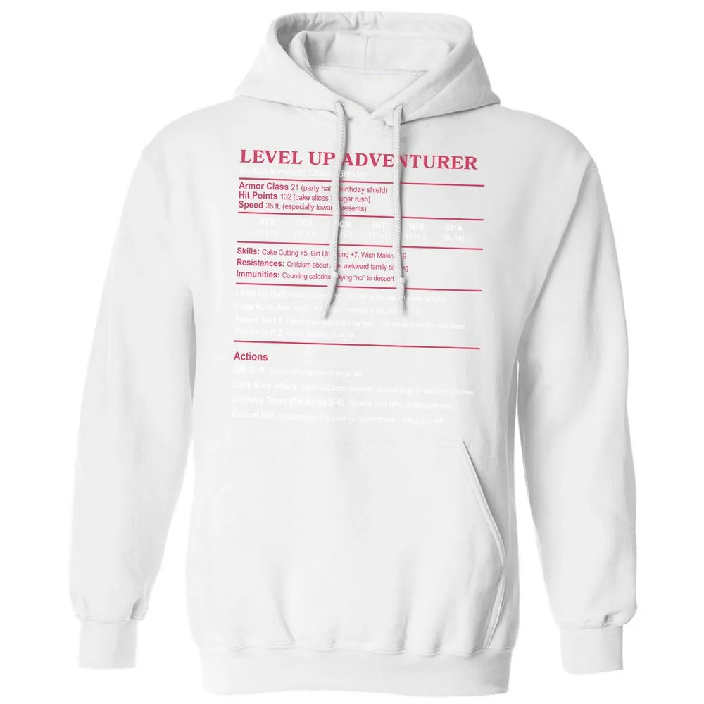 Level Up Adventurer Classic Unisex Hoodie - White - 11