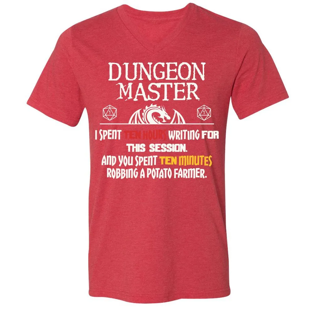 Dungeon Master Chaos Meme Unisex V-Neck T-Shirt - Heather Red - 16
