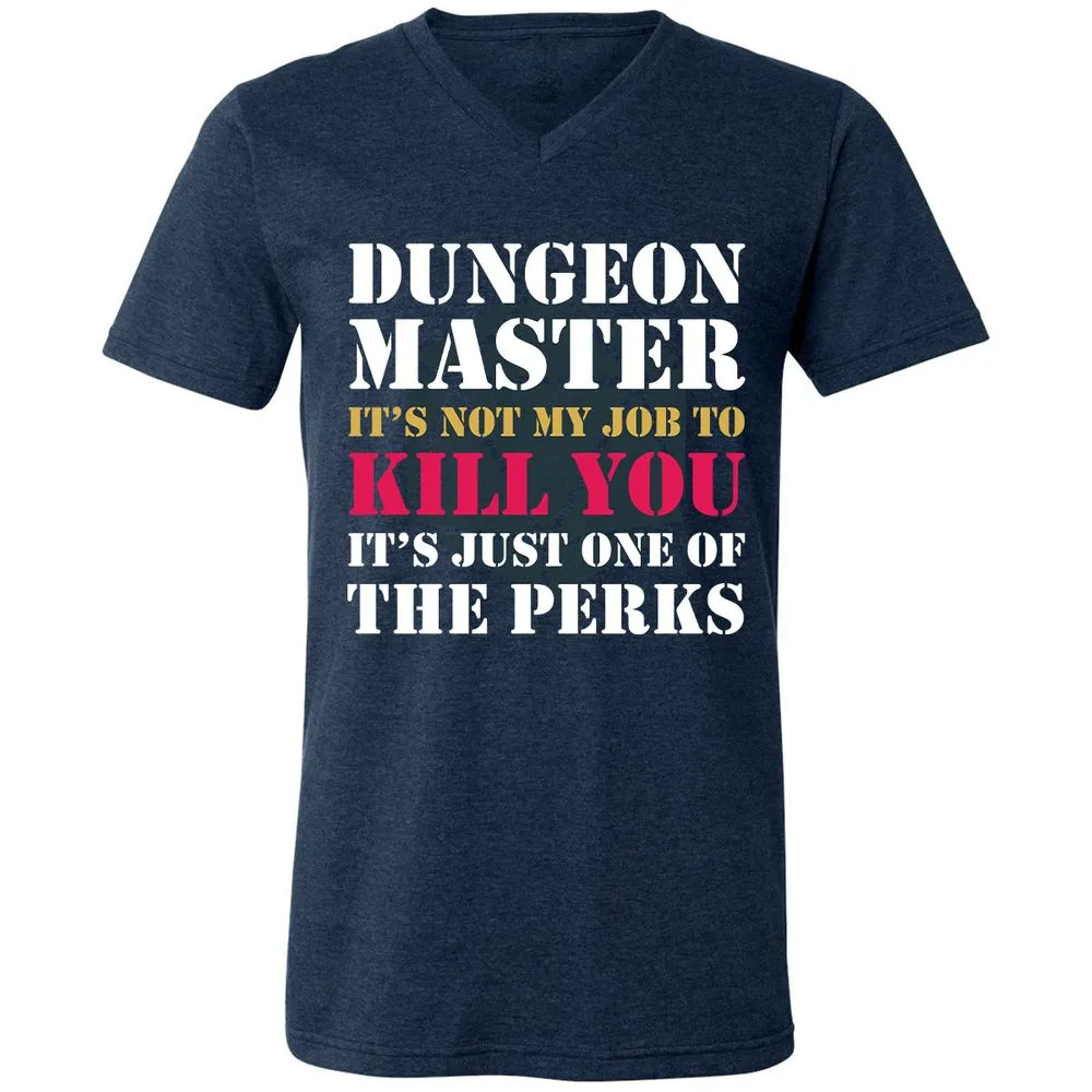 DUNGEON MASTER NOT MY JOB Unisex V-Neck T-Shirt - Heather Navy - 15