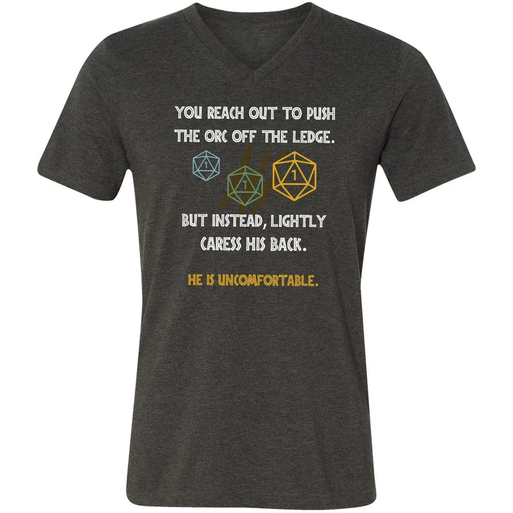 YOU REACH OUT TO PUSH Unisex V-Neck T-Shirt - Dark Grey Heather - 8