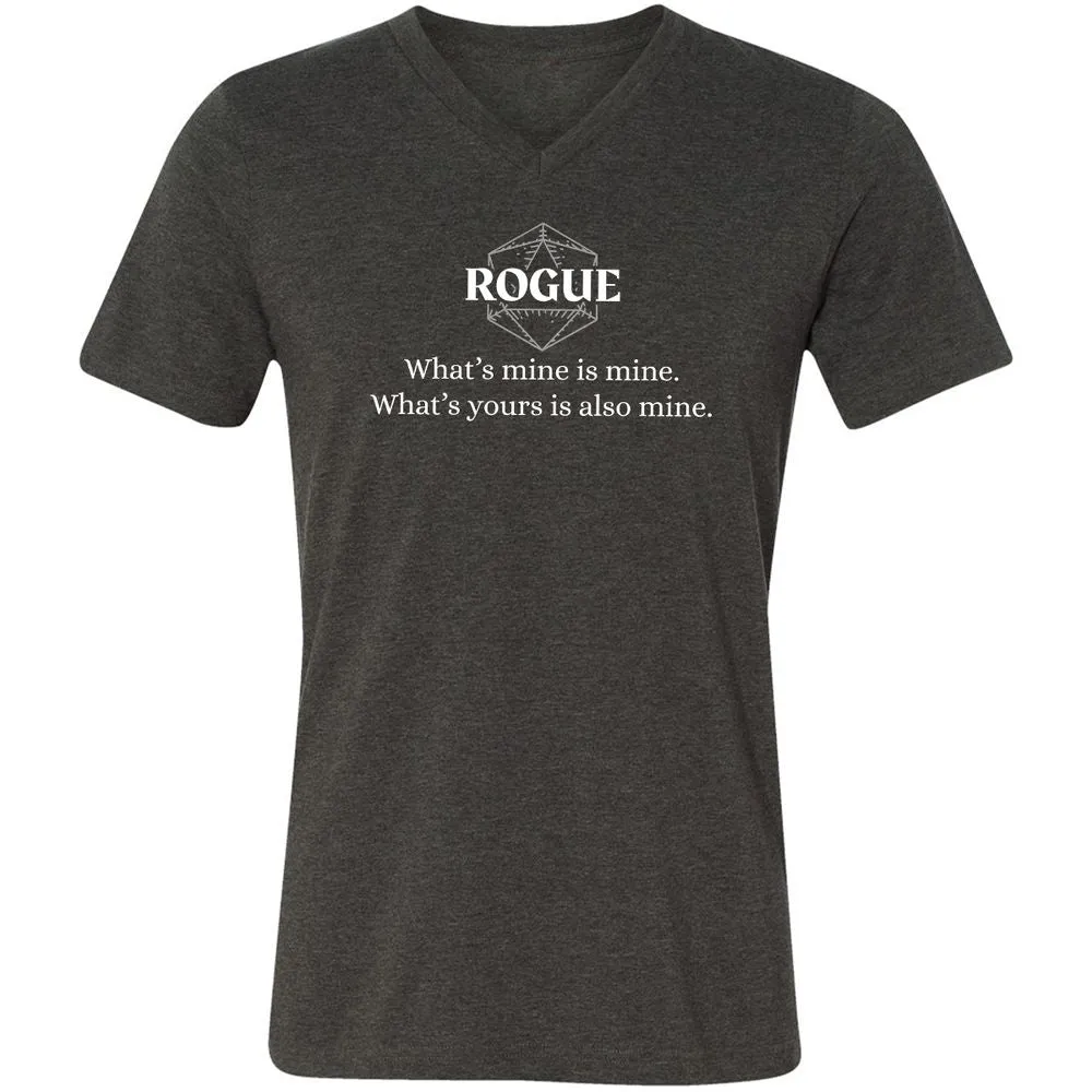 Rogue – What’s Mine Is Mine, What’s Yours Is Also Mine Unisex V-Neck T-Shirt - Dark Grey Heather - 8