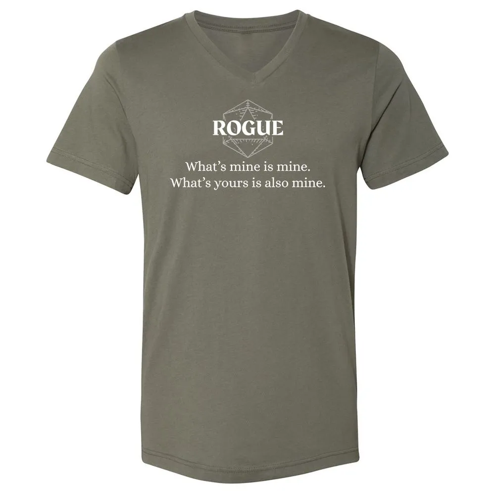 Rogue – What’s Mine Is Mine, What’s Yours Is Also Mine Unisex V-Neck T-Shirt - Military Green - 10