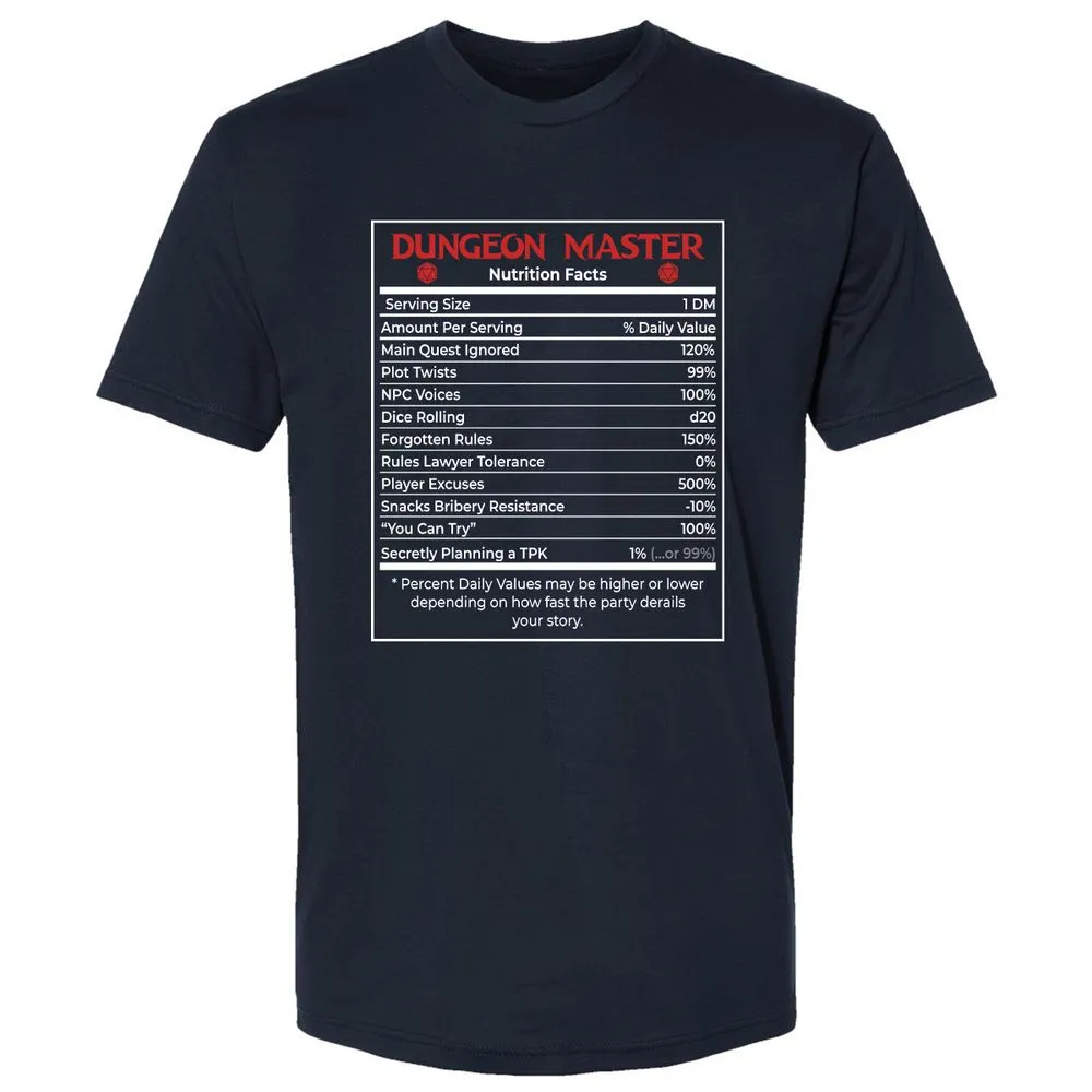 Dungeon Master Nutrition Facts Premium Unisex T-Shirt - Midnight Navy - 2