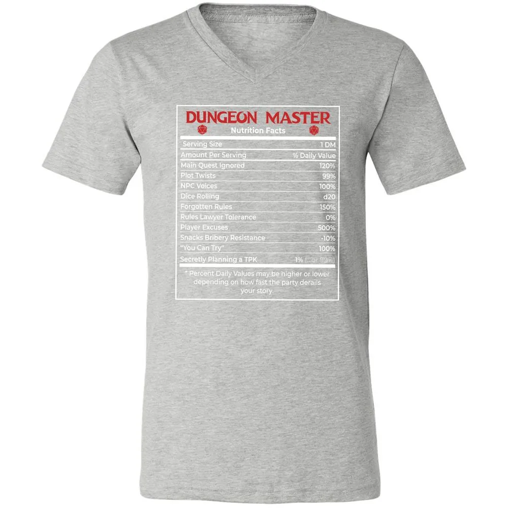 Dungeon Master Nutrition Facts Unisex V-Neck T-Shirt - Athletic Heather - 7