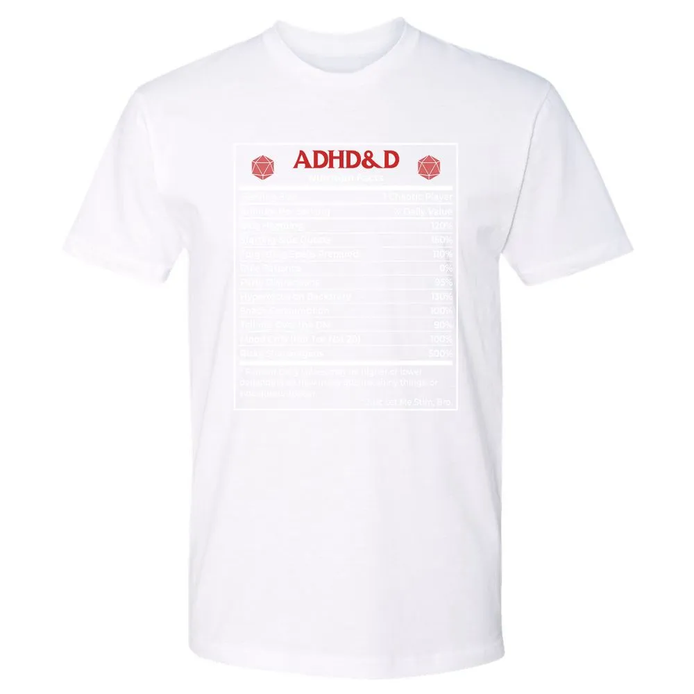 ADHD&D Nutrition Facts Premium Unisex T-Shirt - White - 4