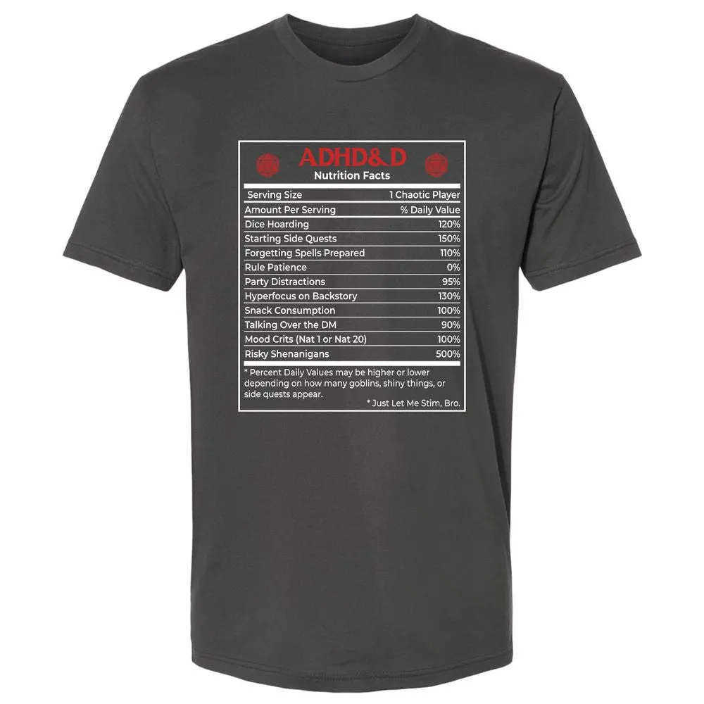 ADHD&D Nutrition Facts Premium Unisex T-Shirt - Heavy Metal - 8