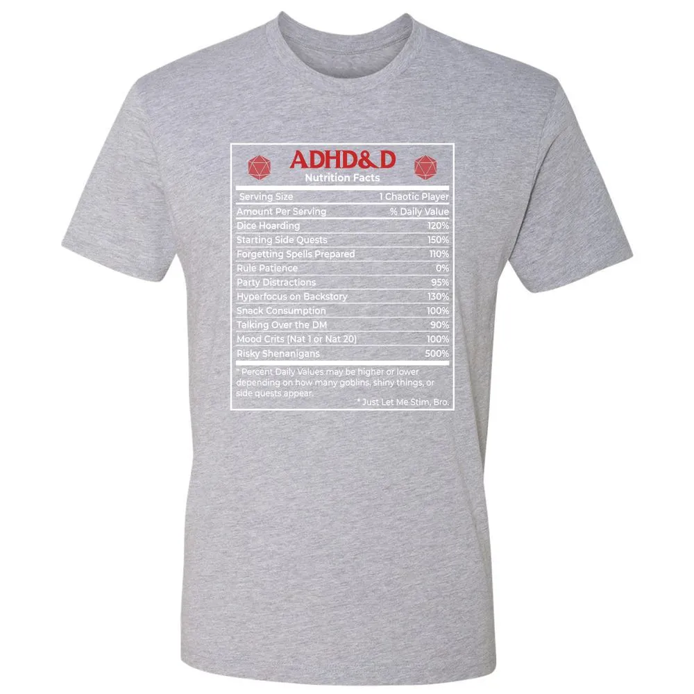 ADHD&D Nutrition Facts Premium Unisex T-Shirt - Heather Grey - 9