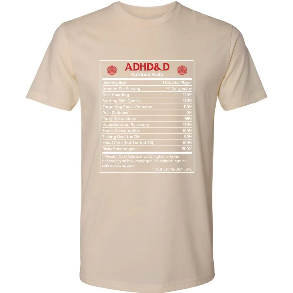 ADHD&D Nutrition Facts Premium Unisex T-Shirt - Cream - 14