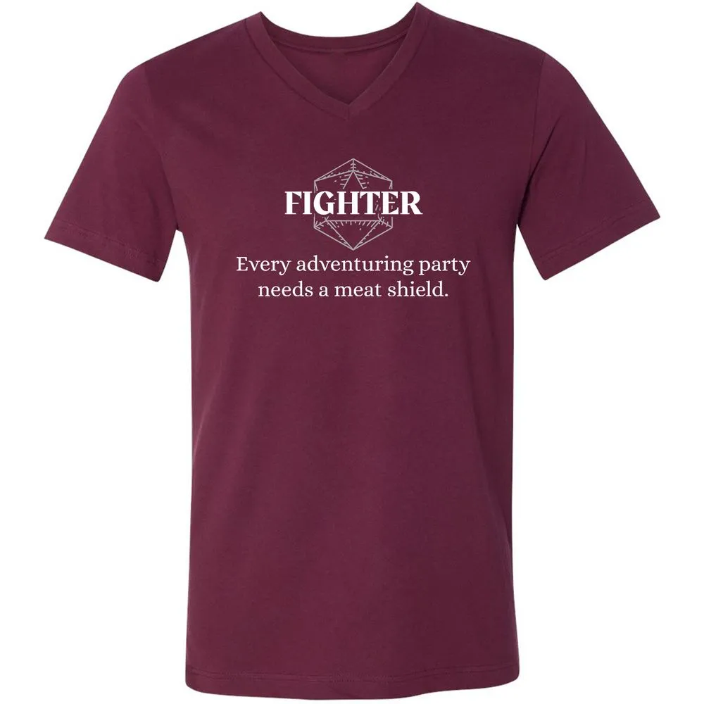 Fighter – Every Party Needs A Meat Shield Unisex V-Neck T-Shirt - Maroon - 6