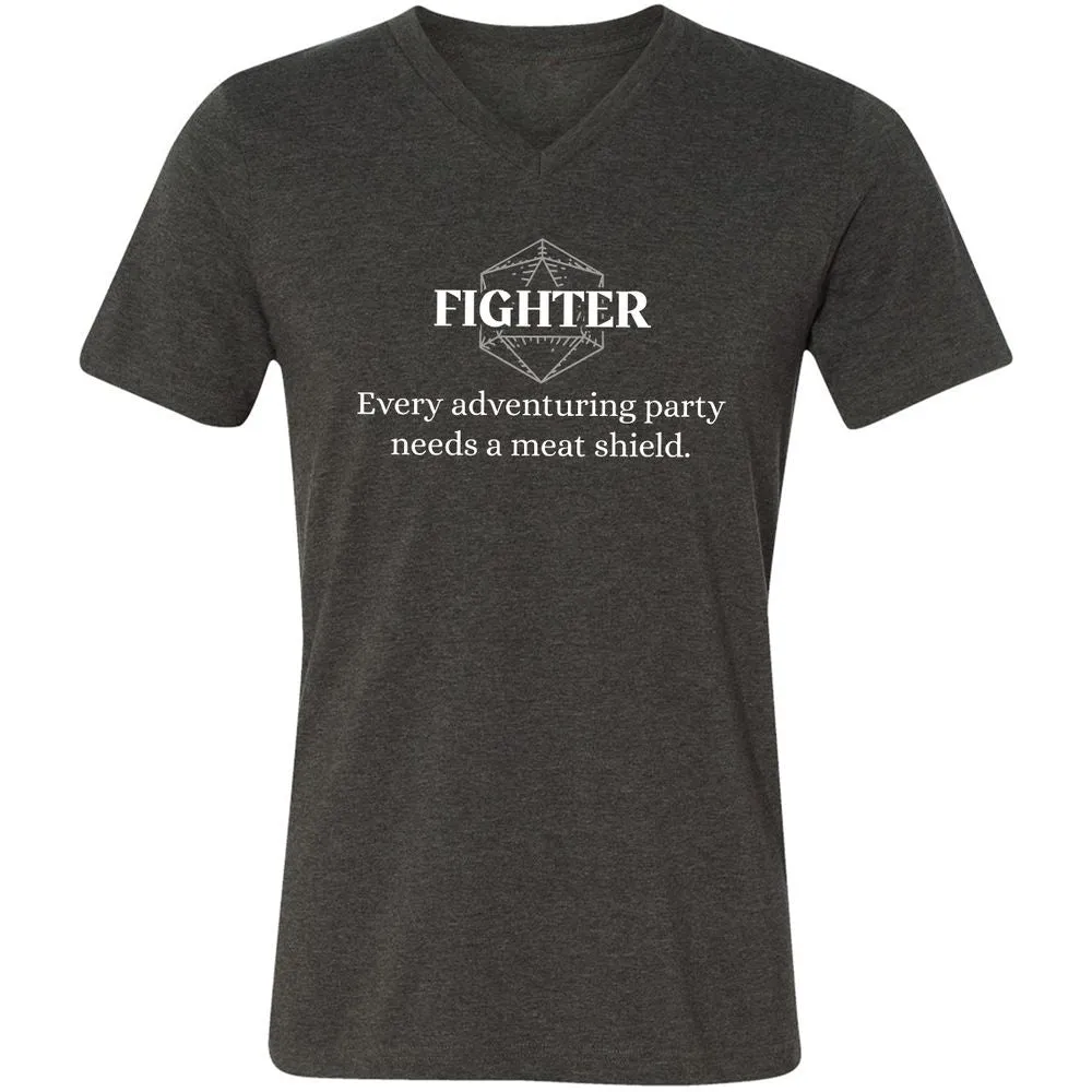 Fighter – Every Party Needs A Meat Shield Unisex V-Neck T-Shirt - Dark Grey Heather - 8