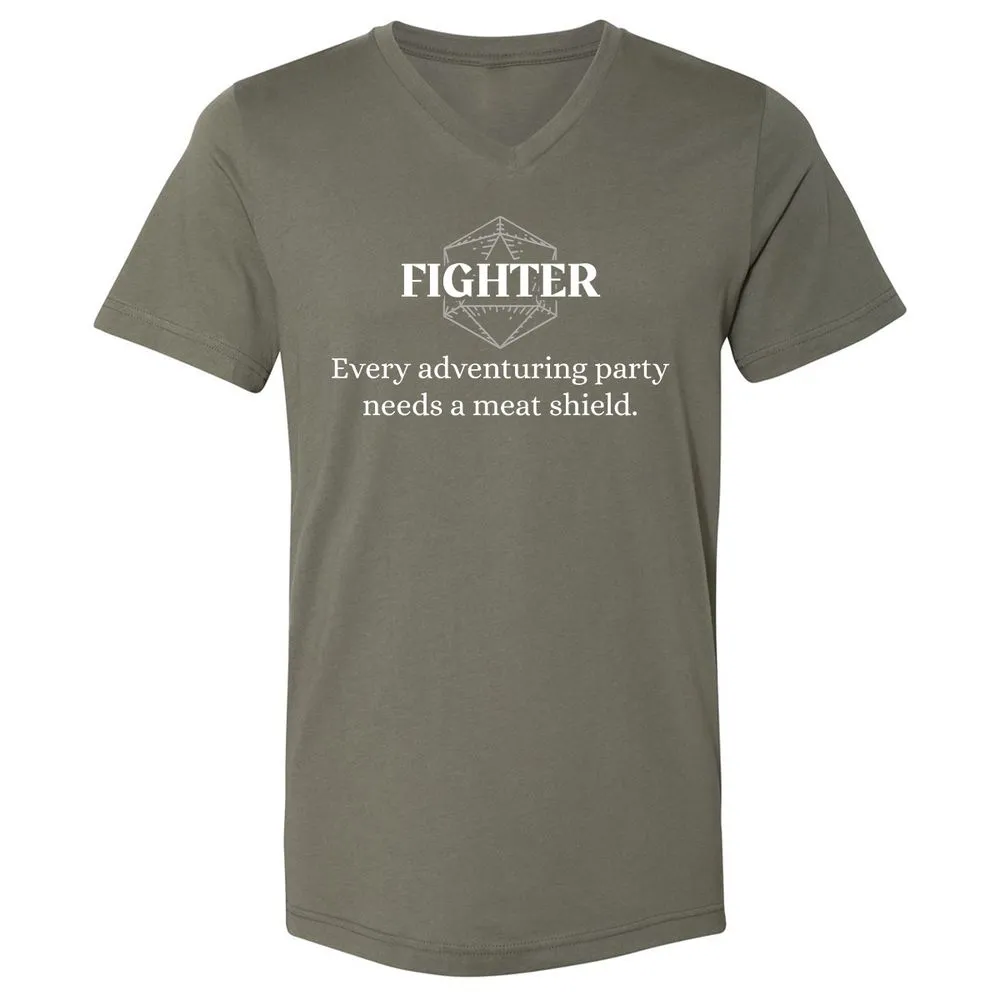 Fighter – Every Party Needs A Meat Shield Unisex V-Neck T-Shirt - Military Green - 10