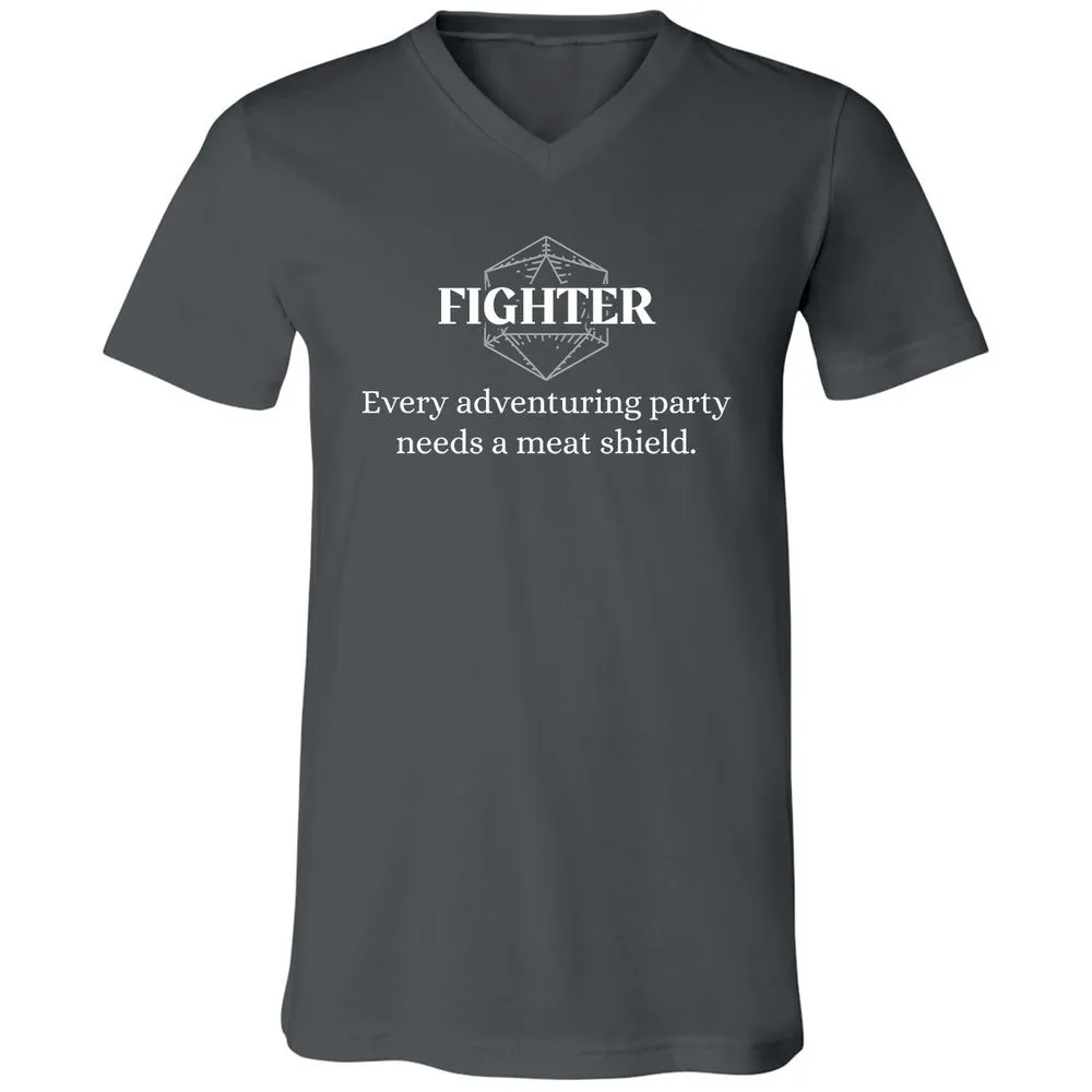Fighter – Every Party Needs A Meat Shield Unisex V-Neck T-Shirt - Asphalt - 12