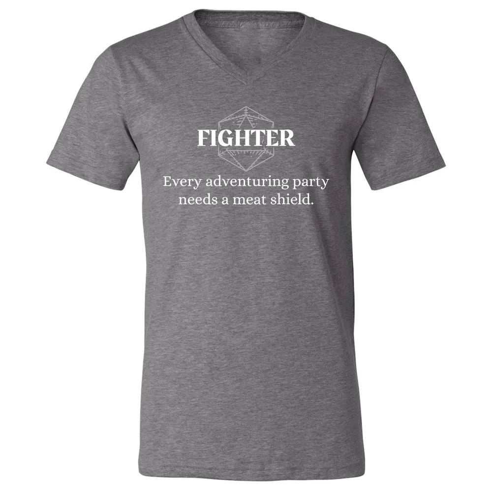 Fighter – Every Party Needs A Meat Shield Unisex V-Neck T-Shirt - Deep Heather - 13