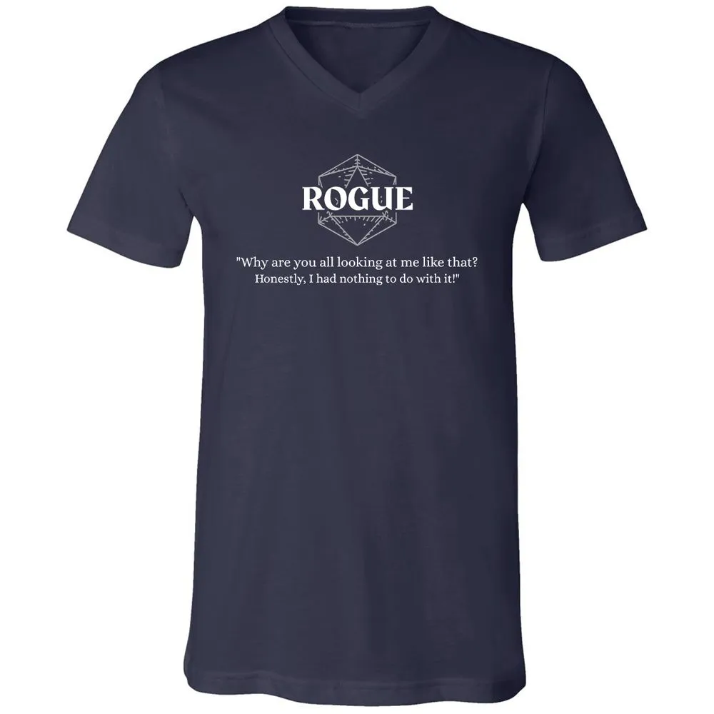 Rogue – Why Are You All Looking At Me Like That Unisex V-Neck T-Shirt - Navy - 2