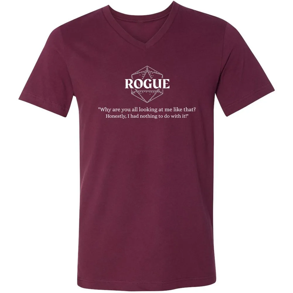 Rogue – Why Are You All Looking At Me Like That Unisex V-Neck T-Shirt - Maroon - 6