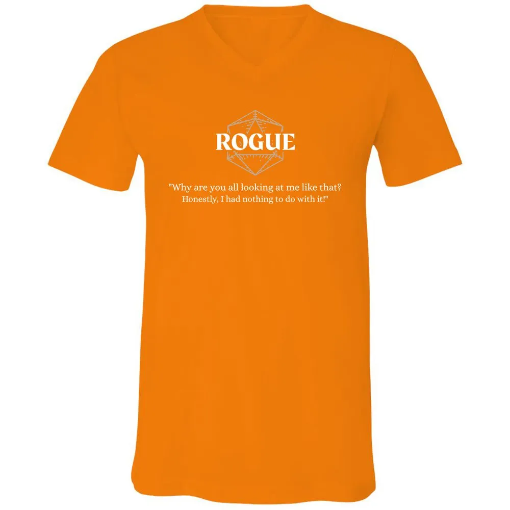 Rogue – Why Are You All Looking At Me Like That Unisex V-Neck T-Shirt - Orange - 11