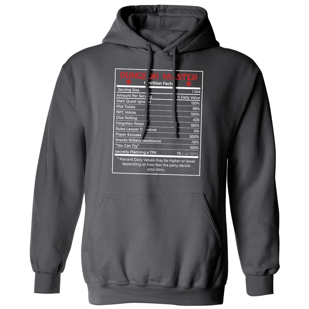 Dungeon Master Nutrition Facts Classic Unisex Hoodie - Charcoal - 7