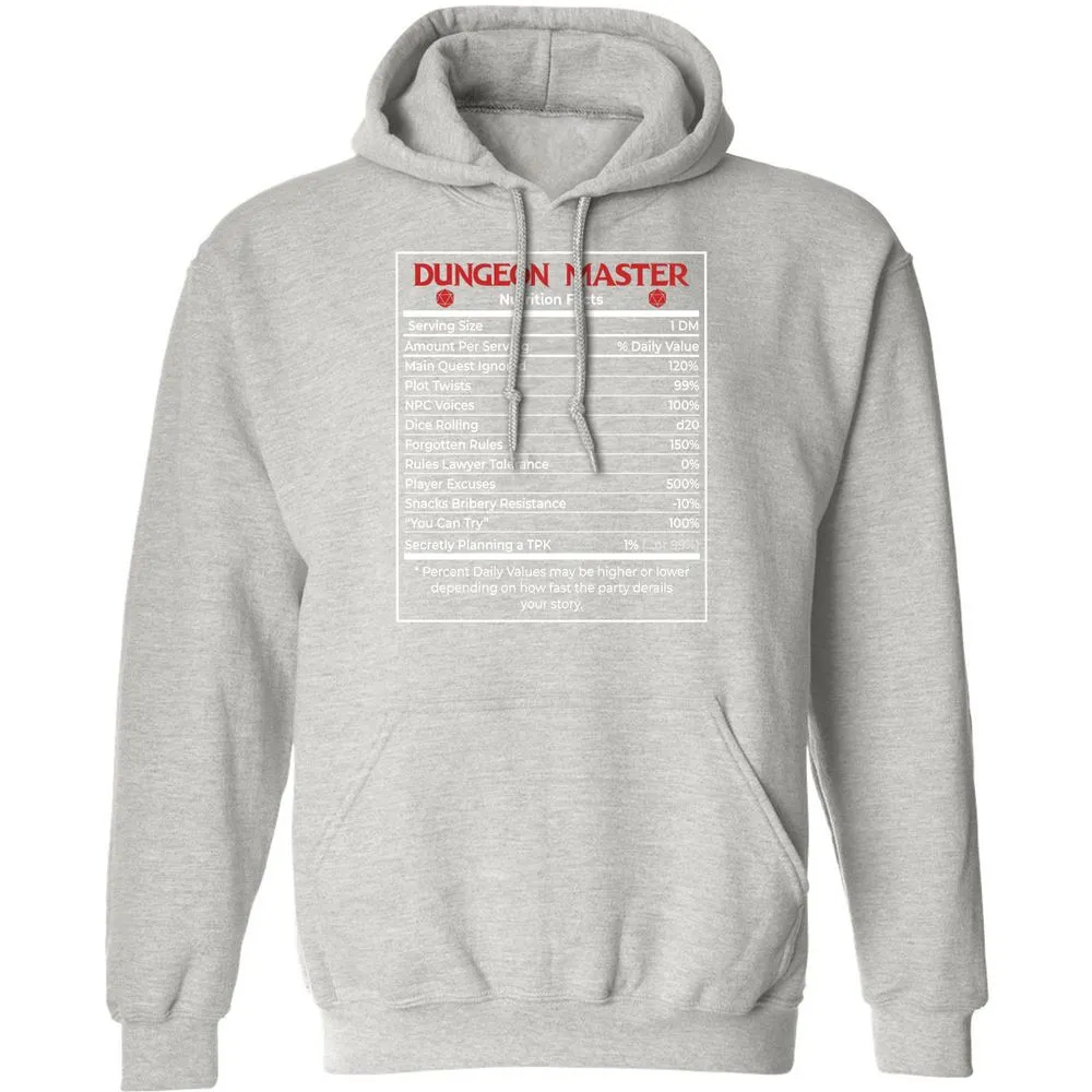 Dungeon Master Nutrition Facts Classic Unisex Hoodie - Ash - 8