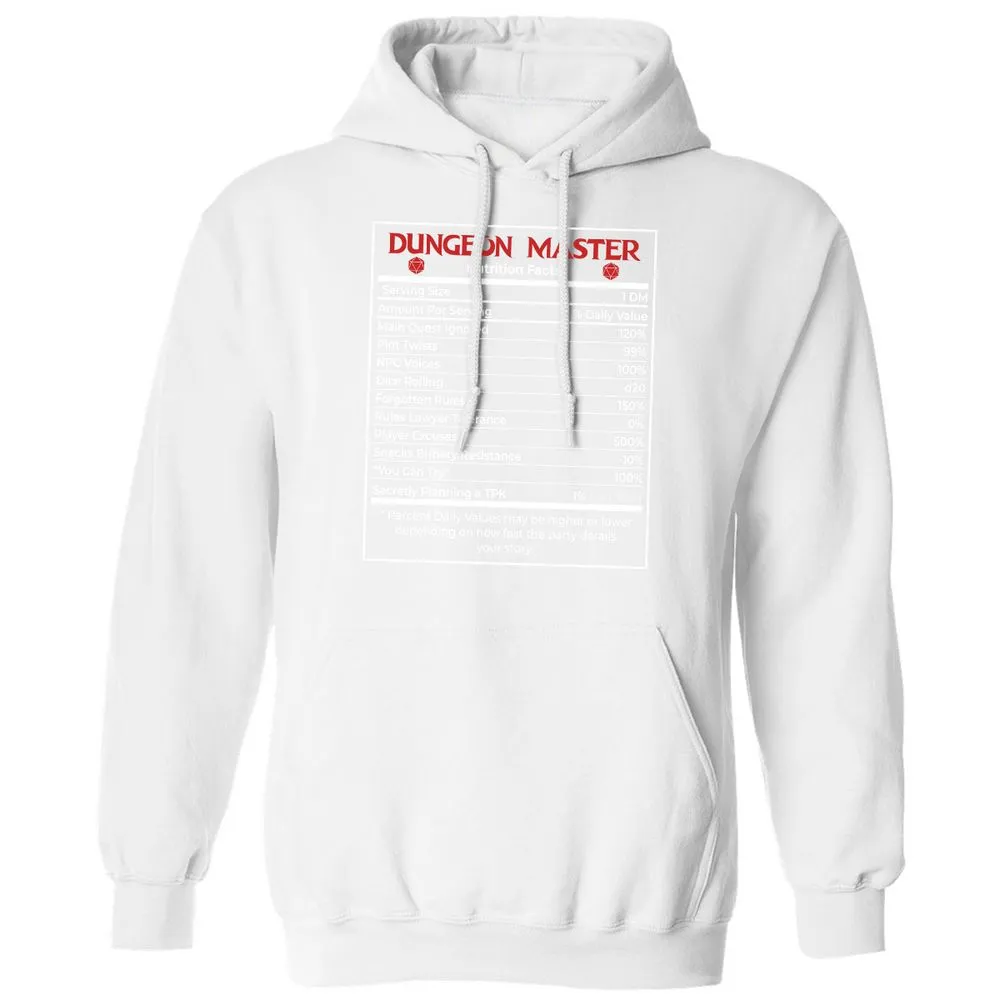 Dungeon Master Nutrition Facts Classic Unisex Hoodie - White - 11