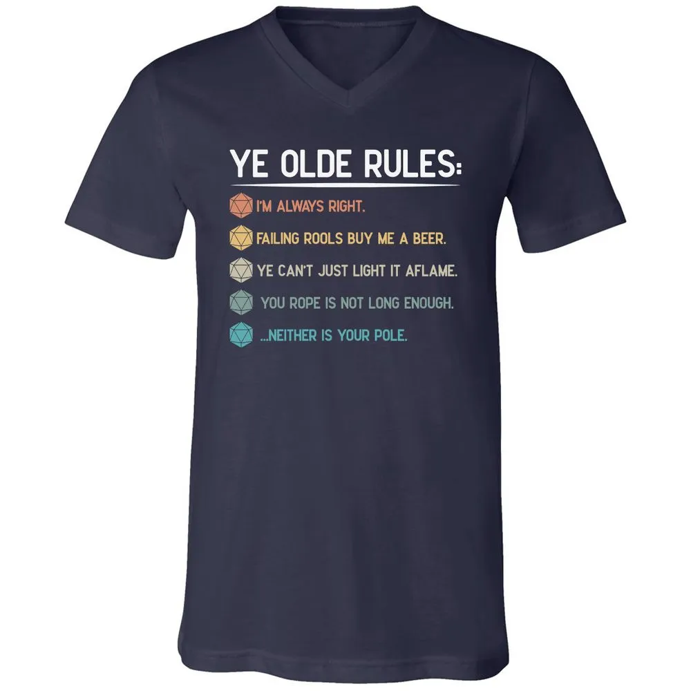 Dungeon Master Rules – Ye Olde RPG Unisex V-Neck T-Shirt - Navy - 2
