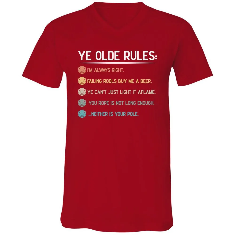 Dungeon Master Rules – Ye Olde RPG Unisex V-Neck T-Shirt - Red - 3