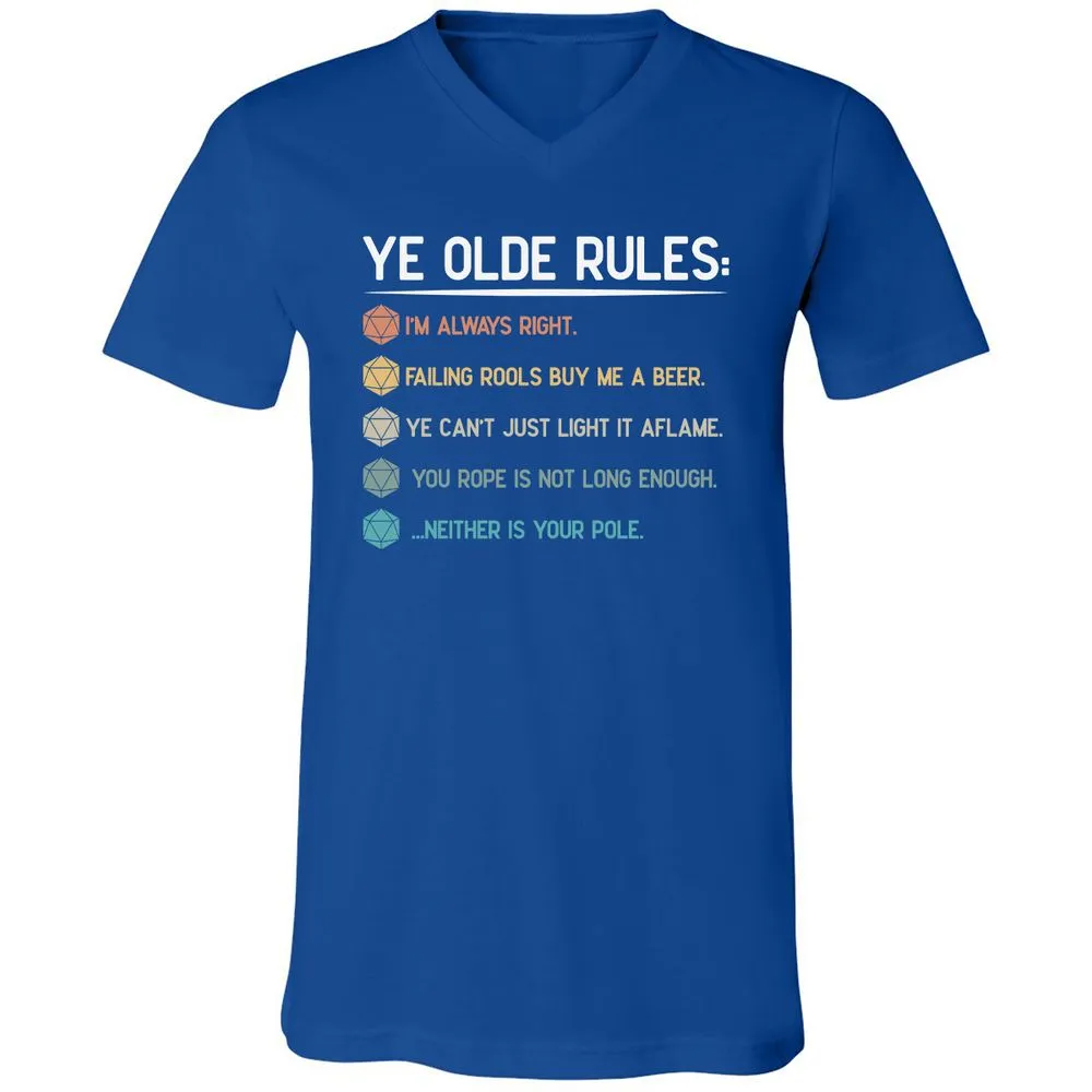 Dungeon Master Rules – Ye Olde RPG Unisex V-Neck T-Shirt - True Royal - 4