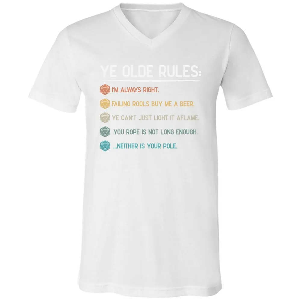 Dungeon Master Rules – Ye Olde RPG Unisex V-Neck T-Shirt - White - 5