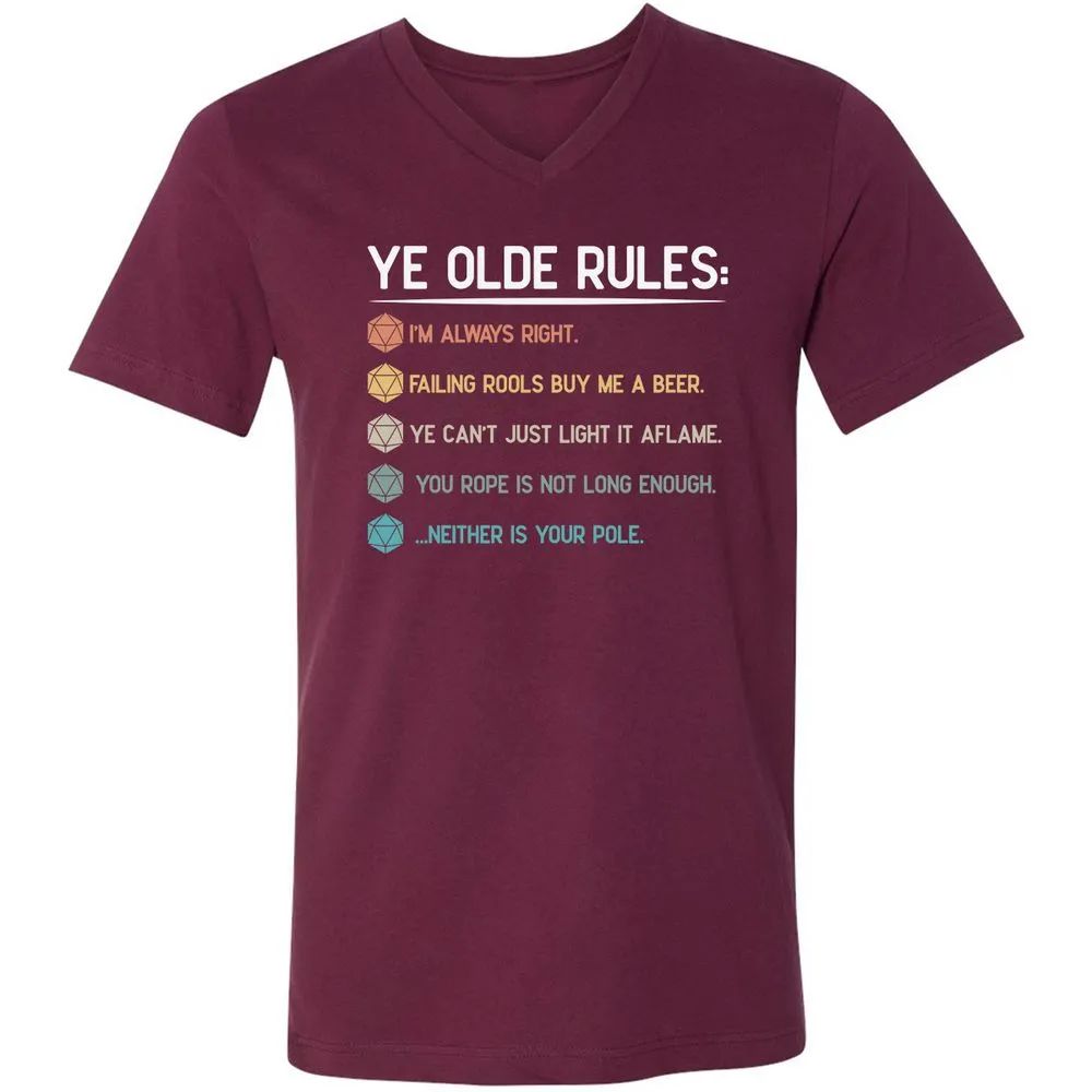 Dungeon Master Rules – Ye Olde RPG Unisex V-Neck T-Shirt - Maroon - 6
