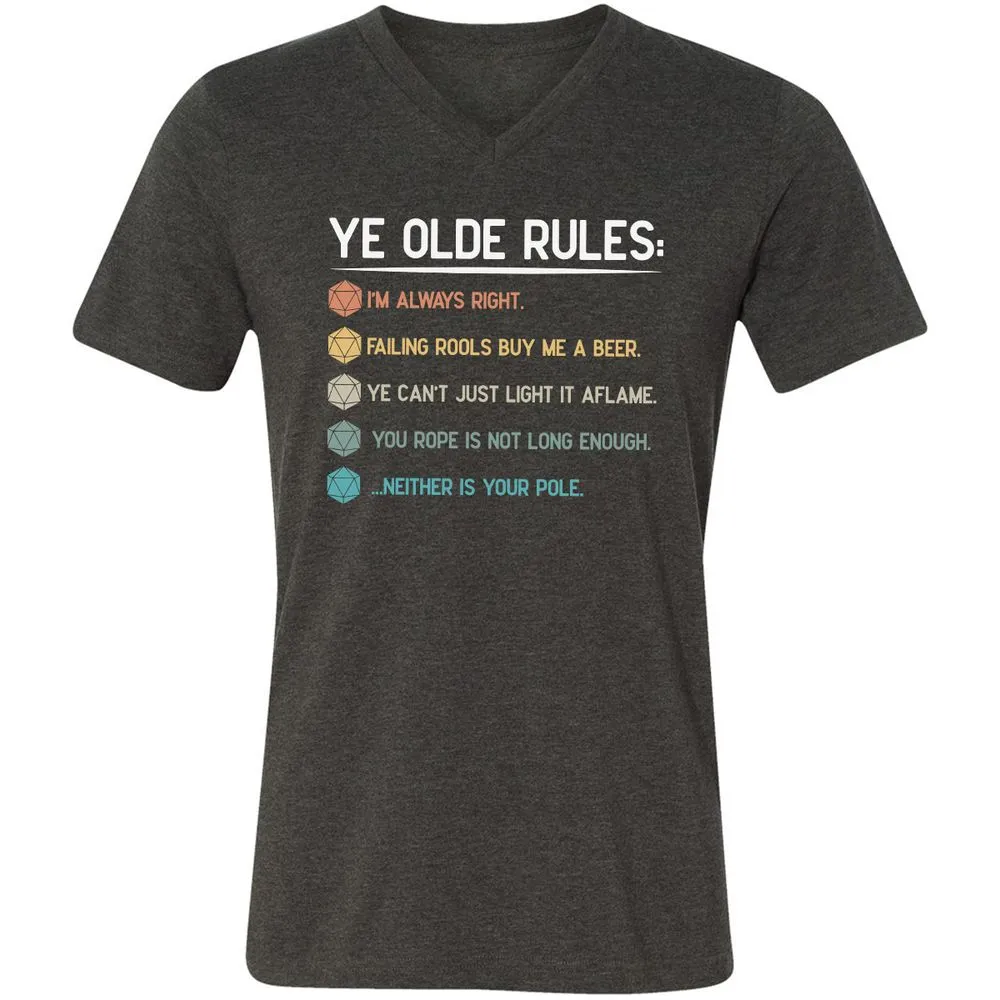 Dungeon Master Rules – Ye Olde RPG Unisex V-Neck T-Shirt - Dark Grey Heather - 8