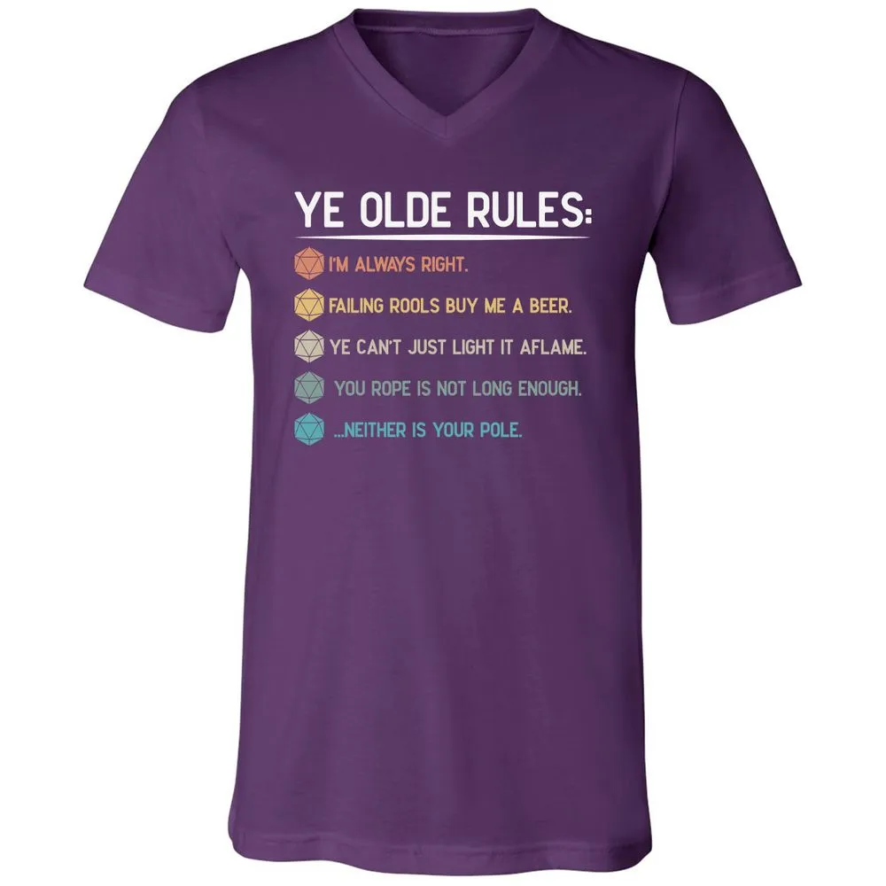 Dungeon Master Rules – Ye Olde RPG Unisex V-Neck T-Shirt - Team Purple - 9