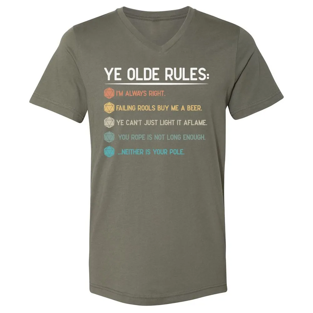 Dungeon Master Rules – Ye Olde RPG Unisex V-Neck T-Shirt - Military Green - 10