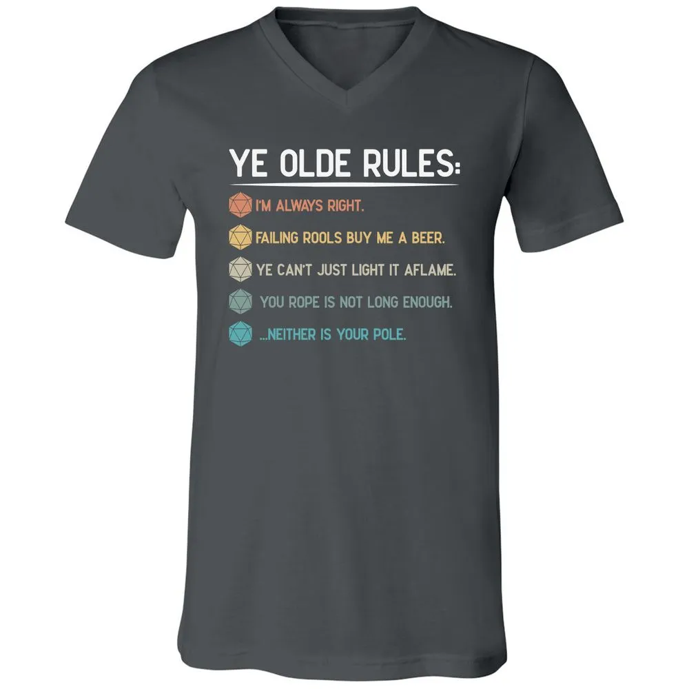 Dungeon Master Rules – Ye Olde RPG Unisex V-Neck T-Shirt - Asphalt - 12