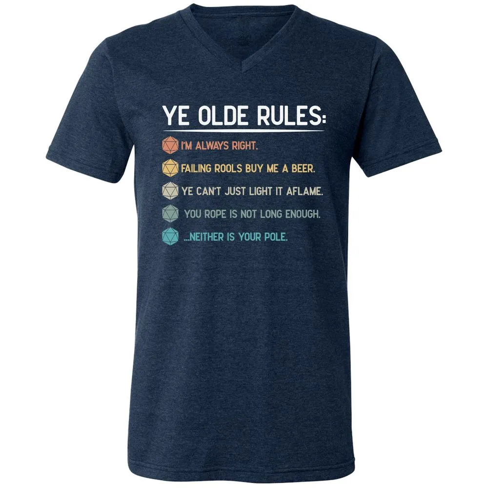 Dungeon Master Rules – Ye Olde RPG Unisex V-Neck T-Shirt - Heather Navy - 15
