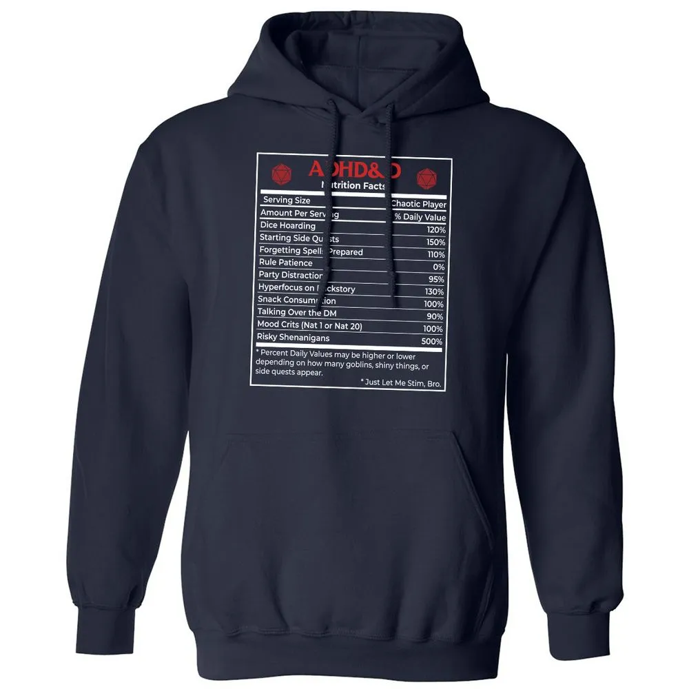 ADHD&D Nutrition Facts Classic Unisex Hoodie - Navy - 2