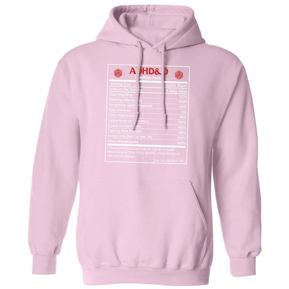 ADHD&D Nutrition Facts Classic Unisex Hoodie - Light Pink - 3
