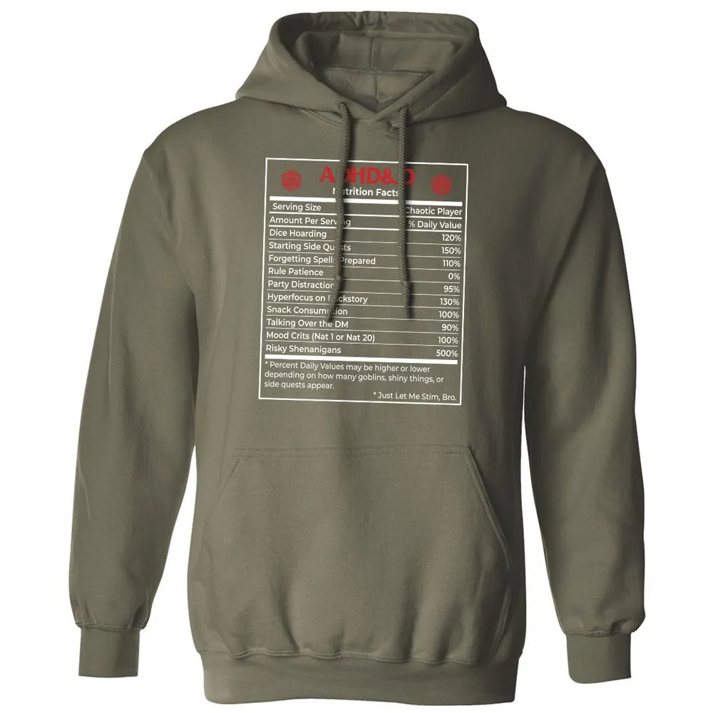 ADHD&D Nutrition Facts Classic Unisex Hoodie - Military Green - 4