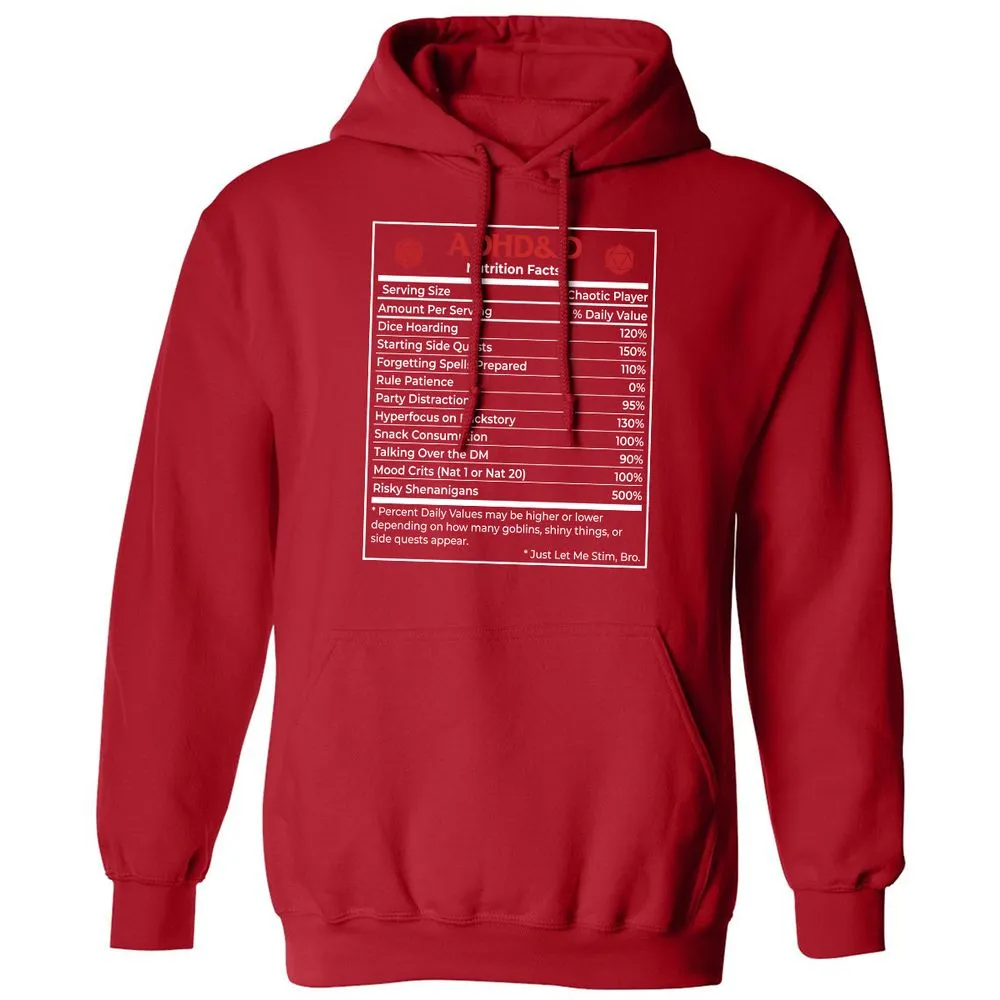 ADHD&D Nutrition Facts Classic Unisex Hoodie - Red - 5