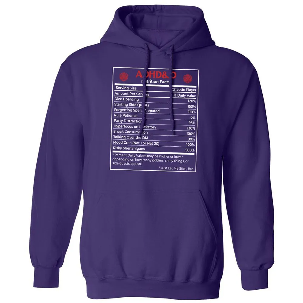 ADHD&D Nutrition Facts Classic Unisex Hoodie - Purple - 6